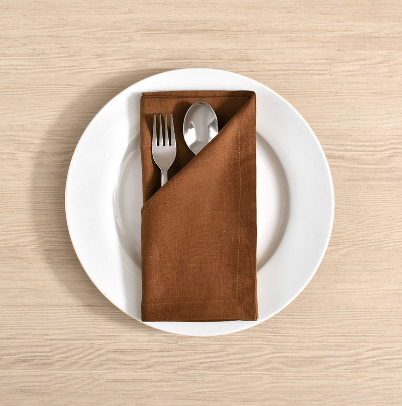 FINGERCRAFT Fingercraft Dinner Cloth Napkins in Cotton Linen Blend Fabric 12 Pack Easter Special  Premium Quality  Mitered Corners for Every Day Use Napkins are Pre Shrunk and Good Absorbency Color Brown  - Image 2
