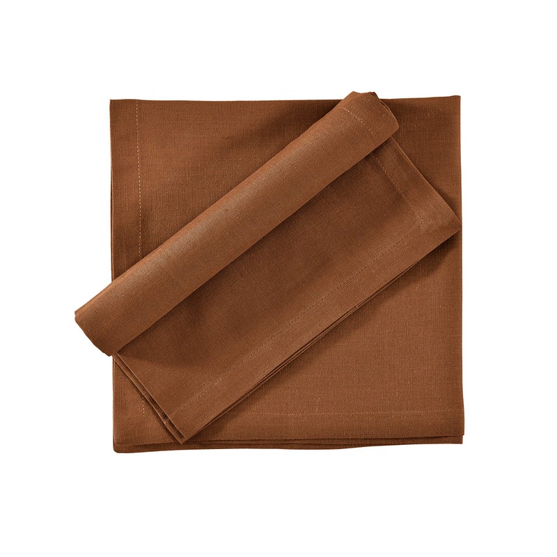 FINGERCRAFT Fingercraft Dinner Cloth Napkins in Cotton Linen Blend Fabric 12 Pack Easter Special  Premium Quality  Mitered Corners for Every Day Use Napkins are Pre Shrunk and Good Absorbency Color Brown  - Image 3