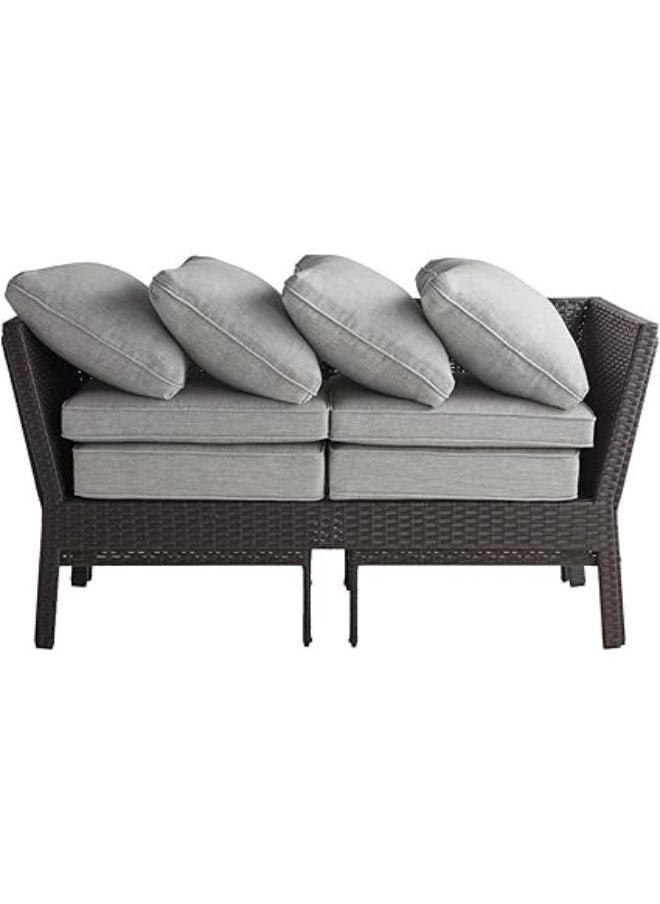 Harmony Home - Harmony Home 4-Piece Outdoor Patio Furniture Set, 170x150x85 cm, Woven Rattan Chairs with Grey Cushions & Centre Table, Weather-Resistant, Brown - Image 1