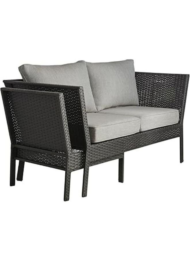 Harmony Home - Harmony Home 4-Piece Outdoor Patio Furniture Set, 170x150x85 cm, Woven Rattan Chairs with Grey Cushions & Centre Table, Weather-Resistant, Brown - Image 1