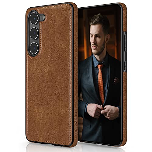 LOHASIC for Galaxy S23 Case, Luxury Leather Classic Scratch Resistant Full Body Protective Cases for Men Women Compatible with Samsung Galaxy S23 6.1 inch Display 2023 New - Brown - Image 1