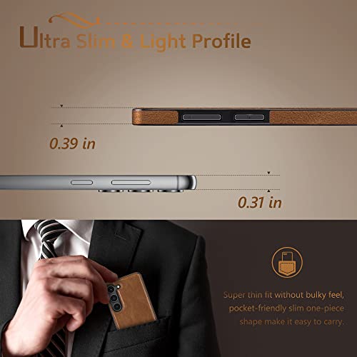 LOHASIC for Galaxy S23 Case, Luxury Leather Classic Scratch Resistant Full Body Protective Cases for Men Women Compatible with Samsung Galaxy S23 6.1 inch Display 2023 New - Brown - Image 3