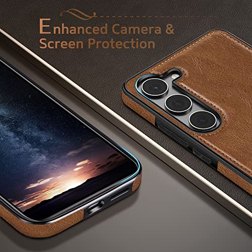 LOHASIC for Galaxy S23 Case, Luxury Leather Classic Scratch Resistant Full Body Protective Cases for Men Women Compatible with Samsung Galaxy S23 6.1 inch Display 2023 New - Brown - Image 4