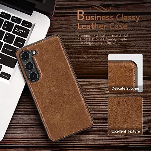 LOHASIC for Galaxy S23 Case, Luxury Leather Classic Scratch Resistant Full Body Protective Cases for Men Women Compatible with Samsung Galaxy S23 6.1 inch Display 2023 New - Brown - Image 5