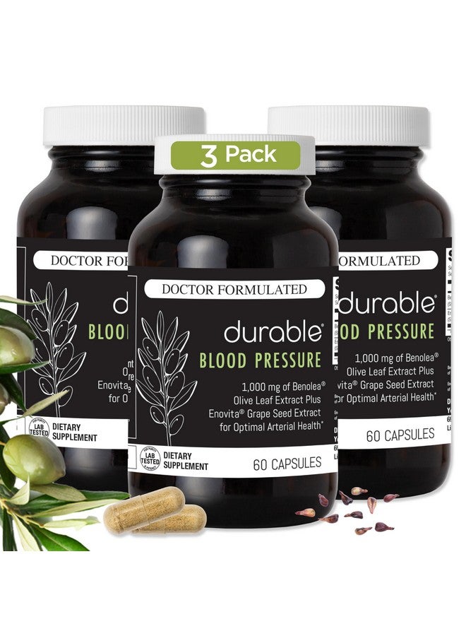 Durable Blood Pressure - Benolea Olive Leaf & Enovita Grape Seed Extract, Two-in-One Formula, Boosts Nitric Oxide, Supports Vascular Health, Made in USA, Doctor-Formulated (60 Count (Pack of 3))
