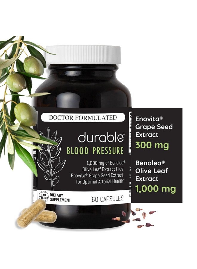 Durable Blood Pressure - Benolea Olive Leaf & Enovita Grape Seed Extract, Two-in-One Formula, Boosts Nitric Oxide, Supports Vascular Health, Made in USA, Doctor-Formulated (60 Count (Pack of 3))