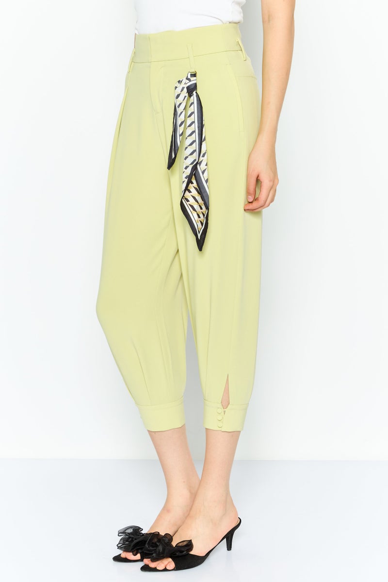 ONLY Women Regular Fit Solid Tapered Pants, Mint Green  - Image 2