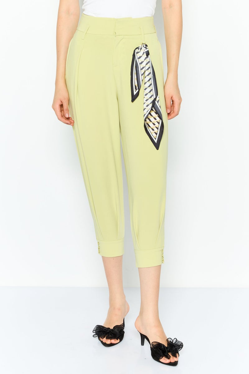 ONLY Women Regular Fit Solid Tapered Pants, Mint Green  - Image 1