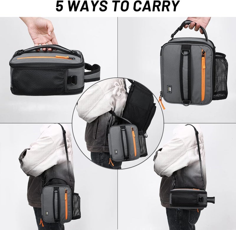 MIER Expandable Lunch Bag Insulated Lunch Box for Men to Work Travel Portable Lunchbox Bags with Shoulder Strap and Water Bottle Holder(Grey/Orange) - Image 4
