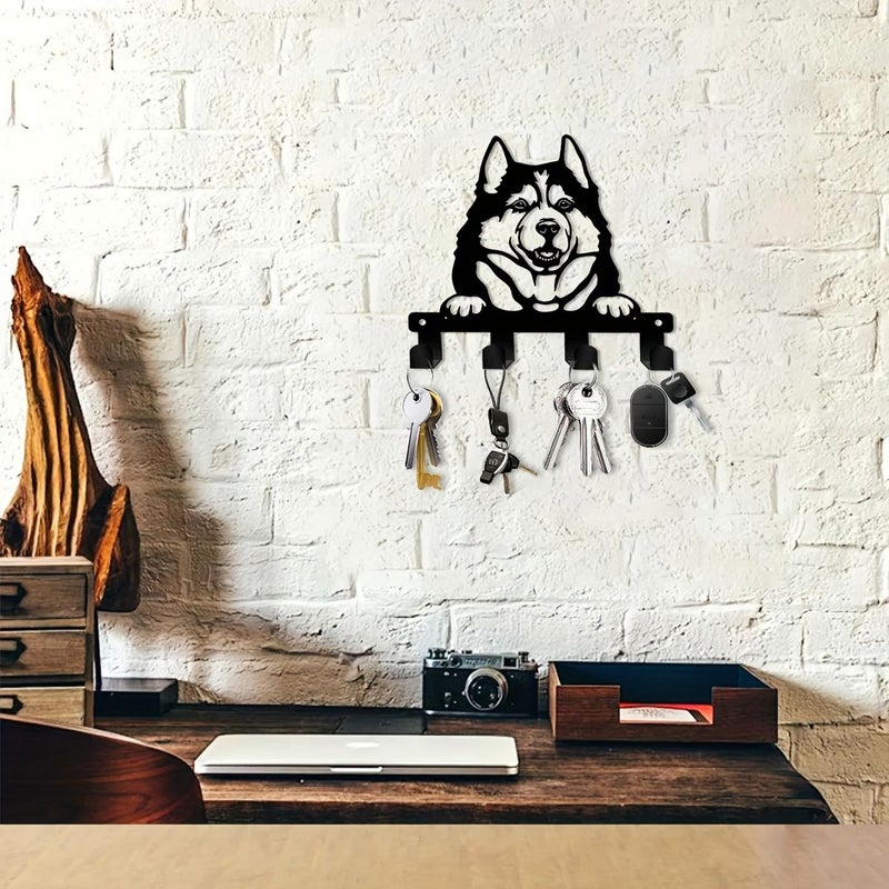 Metal Husky Key Rack 6.69 Inches Wall Decor for Keys Hats Office Kitchen Bathroom - Image 5