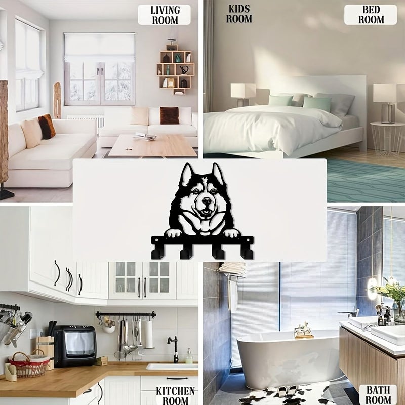 Metal Husky Key Rack 6.69 Inches Wall Decor for Keys Hats Office Kitchen Bathroom - Image 4