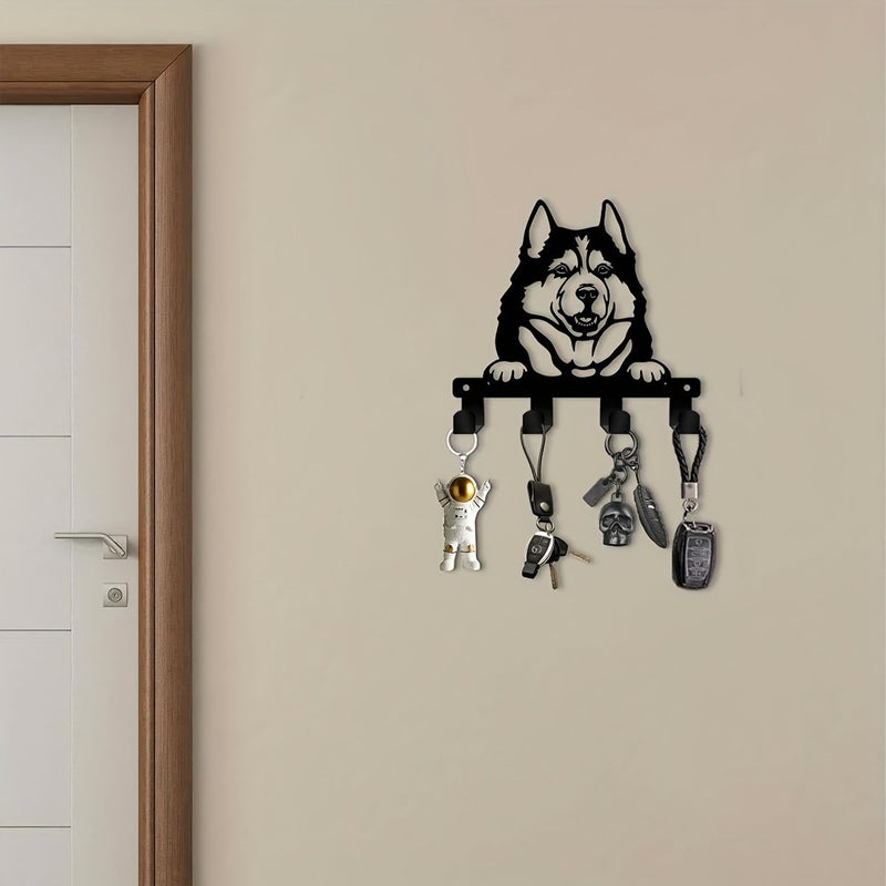 Metal Husky Key Rack 6.69 Inches Wall Decor for Keys Hats Office Kitchen Bathroom - Image 1