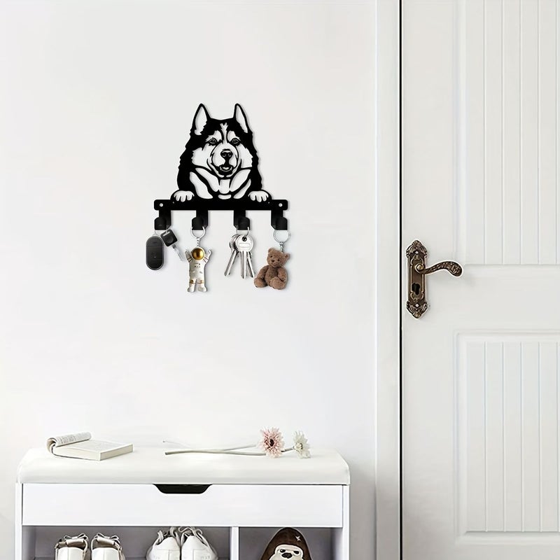 Metal Husky Key Rack 6.69 Inches Wall Decor for Keys Hats Office Kitchen Bathroom - Image 3