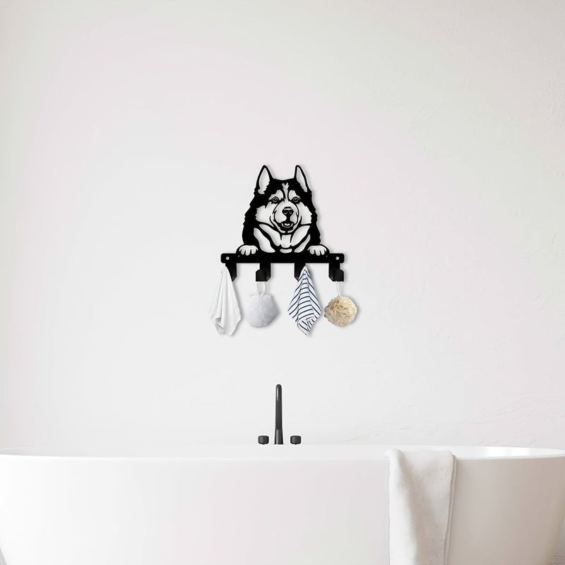 Metal Husky Key Rack 6.69 Inches Wall Decor for Keys Hats Office Kitchen Bathroom - Image 2