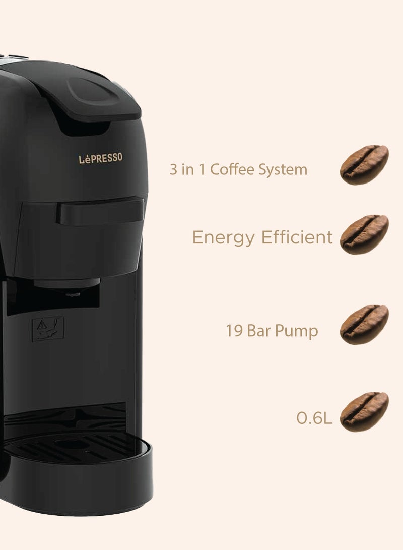 LePRESSO LePresso Lieto 3 in 1 Multi Capsule (Nespresso, Dolce Gusto, Powder) Coffee Machine with 19 Bar Pump & Smart Brewing System / 600 ml Water Tank / Espresso Maker / Coffee Maker - Black - Image 3