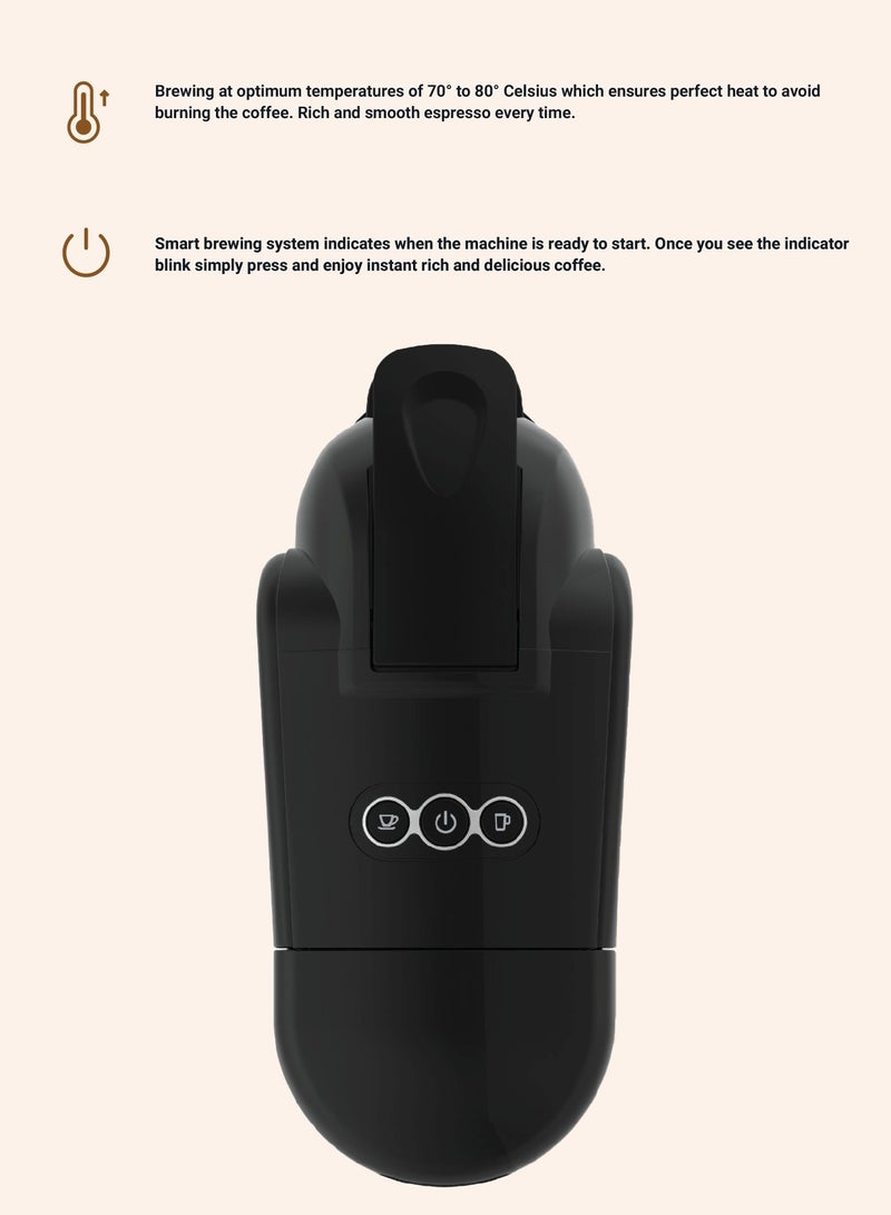 LePRESSO LePresso Lieto 3 in 1 Multi Capsule (Nespresso, Dolce Gusto, Powder) Coffee Machine with 19 Bar Pump & Smart Brewing System / 600 ml Water Tank / Espresso Maker / Coffee Maker - Black - Image 4