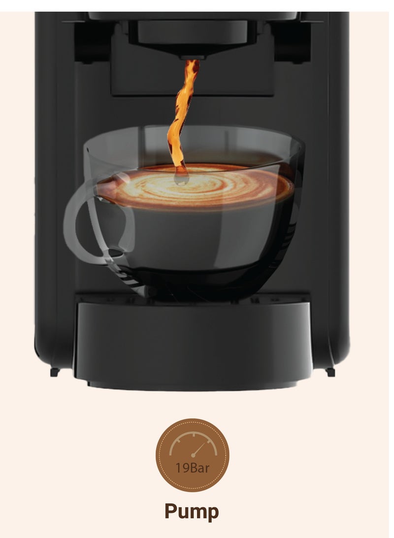 LePRESSO LePresso Lieto 3 in 1 Multi Capsule (Nespresso, Dolce Gusto, Powder) Coffee Machine with 19 Bar Pump & Smart Brewing System / 600 ml Water Tank / Espresso Maker / Coffee Maker - Black - Image 5