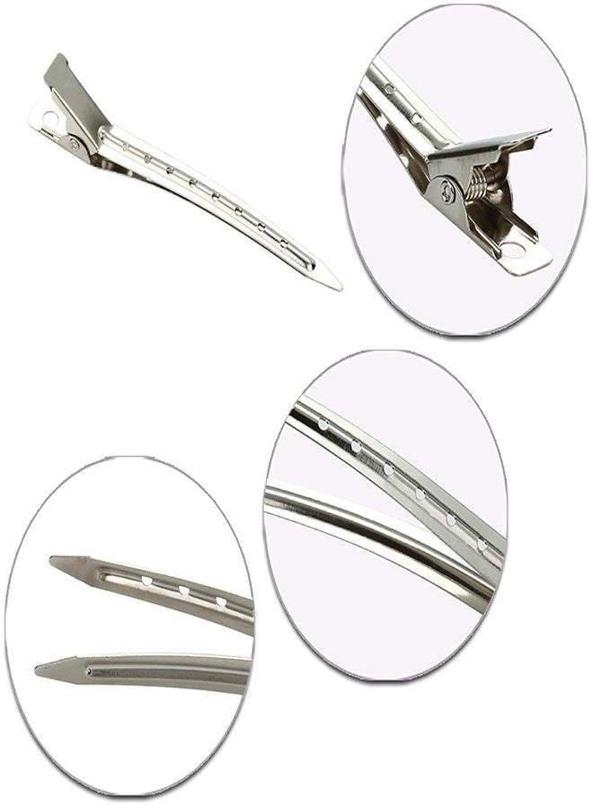 Ruby Face Rubyface Professional Salon Hair Styling Steel Silver Section Clips Duck Bill Clips, 3.5 Inches Rustproof Metal Alligator Curl Clips with Holes for Hair Styling, Hair Coloring, (silver, PACK OF 12) - Image 5