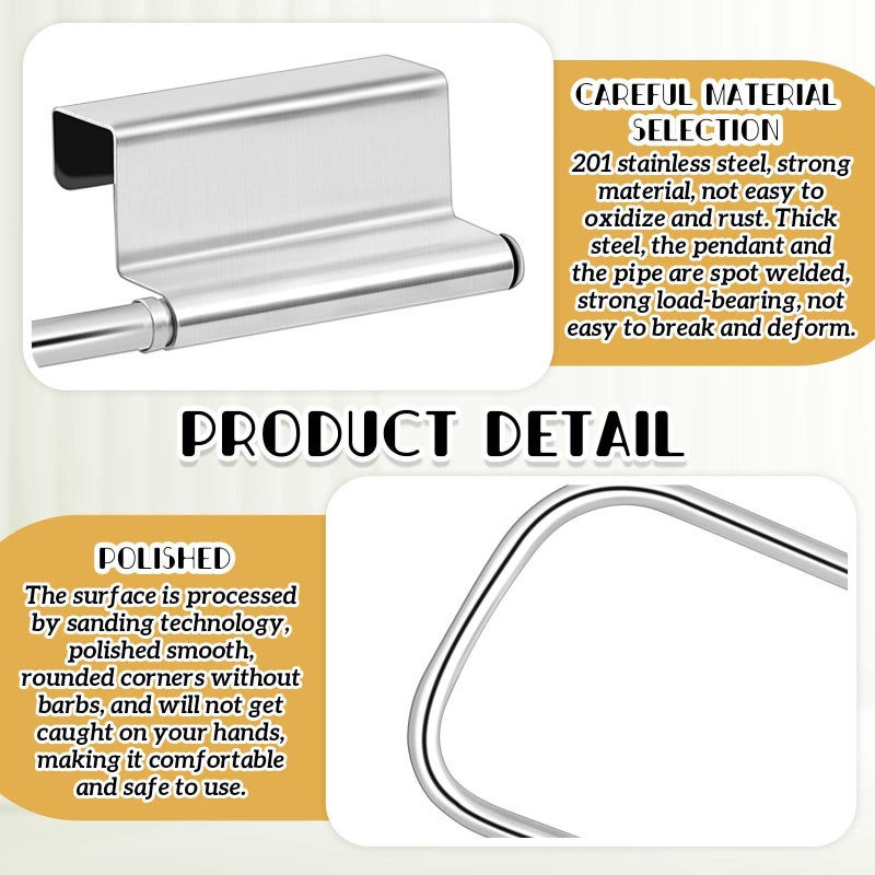 Yaocom 12.4 Inches Cabinet Door Paper Towel Holder Camper Under Sink No Drilling Paper Towel Storage and Dispenser for RV Kitchen Bathroom Laundry Room, Stainless Steel(Silver,1 Pcs) - Image 5