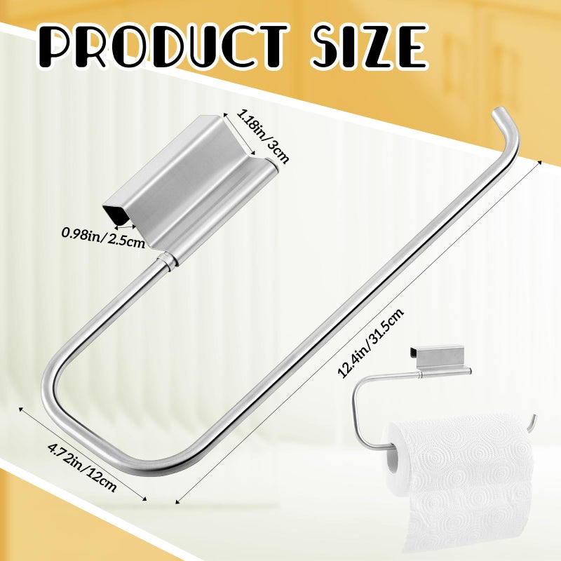 Yaocom 12.4 Inches Cabinet Door Paper Towel Holder Camper Under Sink No Drilling Paper Towel Storage and Dispenser for RV Kitchen Bathroom Laundry Room, Stainless Steel(Silver,1 Pcs) - Image 2