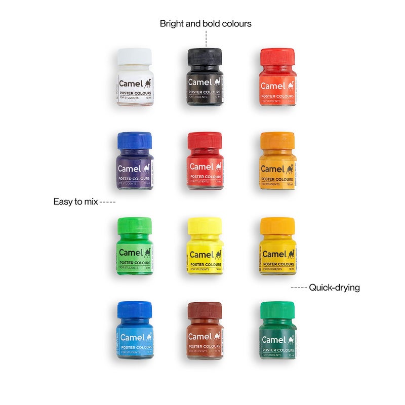 Camlin Camel Student Poster Color - 10ml each, 12 Shades - Image 5