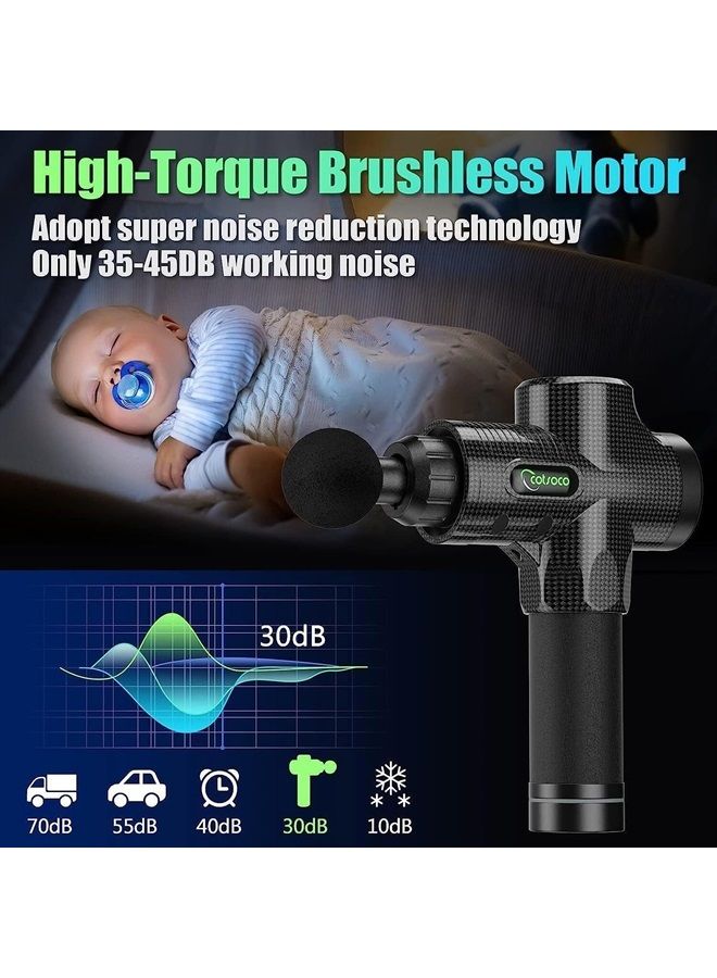 cotsoco Massage Gun, Massage Gun Deep Tissue for Back,Neck and Shoulder,30 Speeds Quiet Muscle Massage Gun with 10 Massage Heads,Handheld Powerful Massager for Muscle Pain Relief,Carbon… - Image 5
