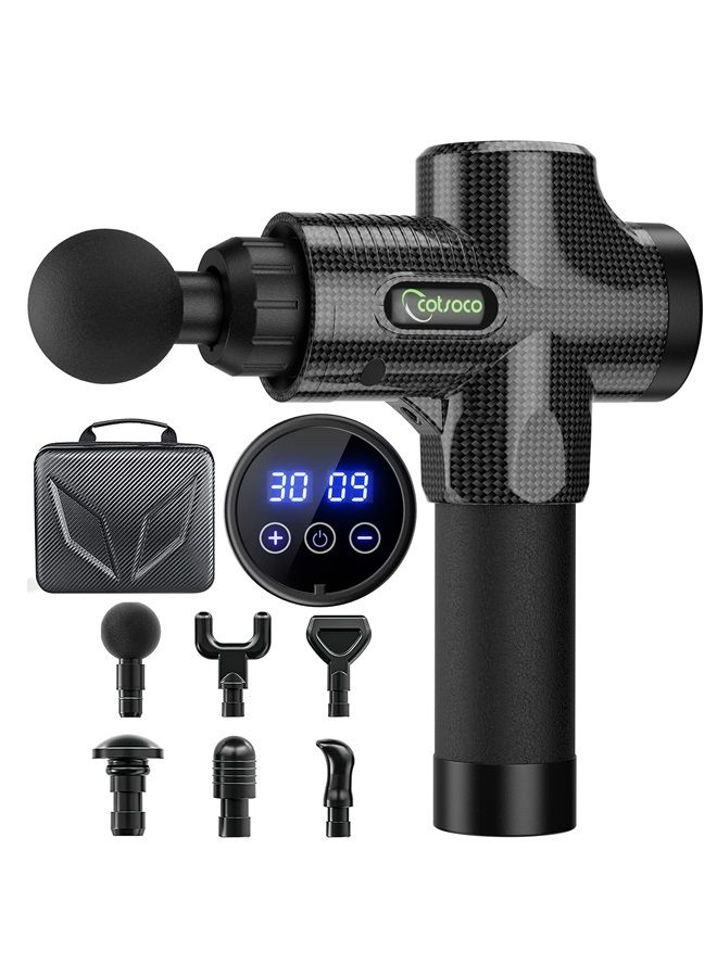 cotsoco Massage Gun, Massage Gun Deep Tissue for Back,Neck and Shoulder,30 Speeds Quiet Muscle Massage Gun with 10 Massage Heads,Handheld Powerful Massager for Muscle Pain Relief,Carbon… - Image 1