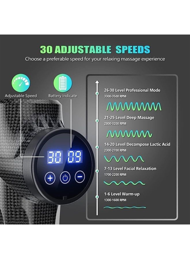 cotsoco Massage Gun, Massage Gun Deep Tissue for Back,Neck and Shoulder,30 Speeds Quiet Muscle Massage Gun with 10 Massage Heads,Handheld Powerful Massager for Muscle Pain Relief,Carbon… - Image 3