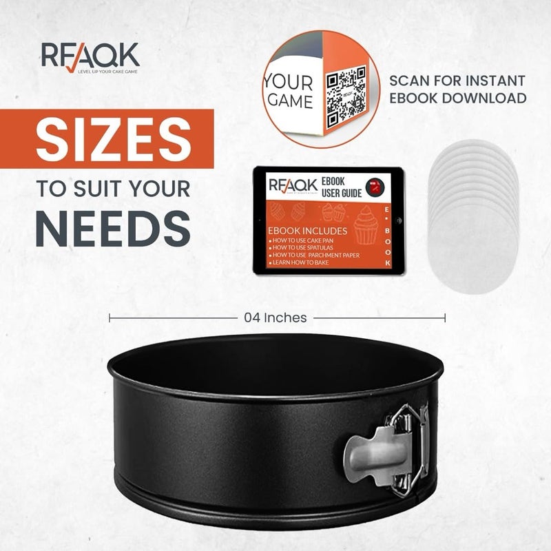 Rfaqk 4-Inch Mini Cake Pans Set For Baking - Nonstick 4Pcs Small Pans For Cheesecakes  Pizzas  Quiches  And More! Perfect For Smash Cakes And Treats - Image 2