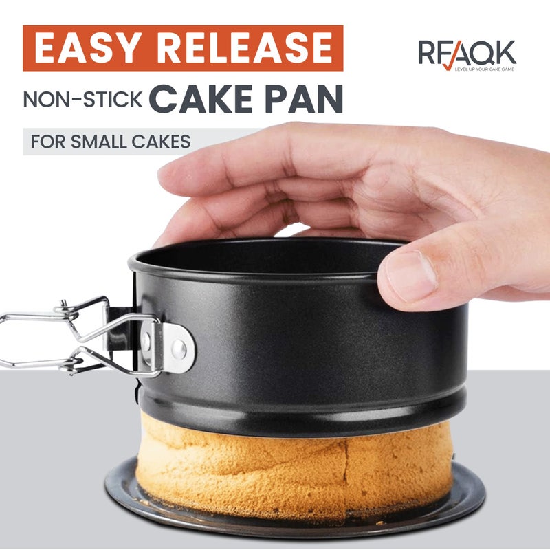 Rfaqk 4-Inch Mini Cake Pans Set For Baking - Nonstick 4Pcs Small Pans For Cheesecakes  Pizzas  Quiches  And More! Perfect For Smash Cakes And Treats - Image 3
