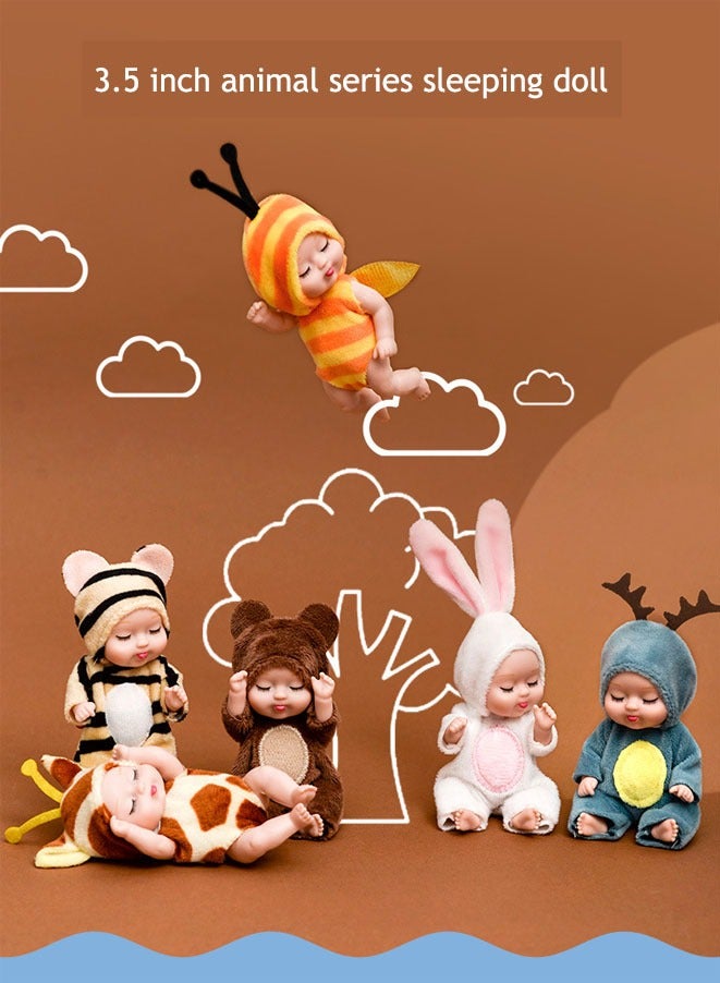 Muyixin 6 مجموعات من دمى الأطفال اللطيفة مقاس 4.5 بوصة دمى صغيرة لحديثي الولادة و6 قطع مصنوعة يدويًا على شكل حيوان ملابس دمى ألعاب هدايا هدايا للحفلات - Image 2
