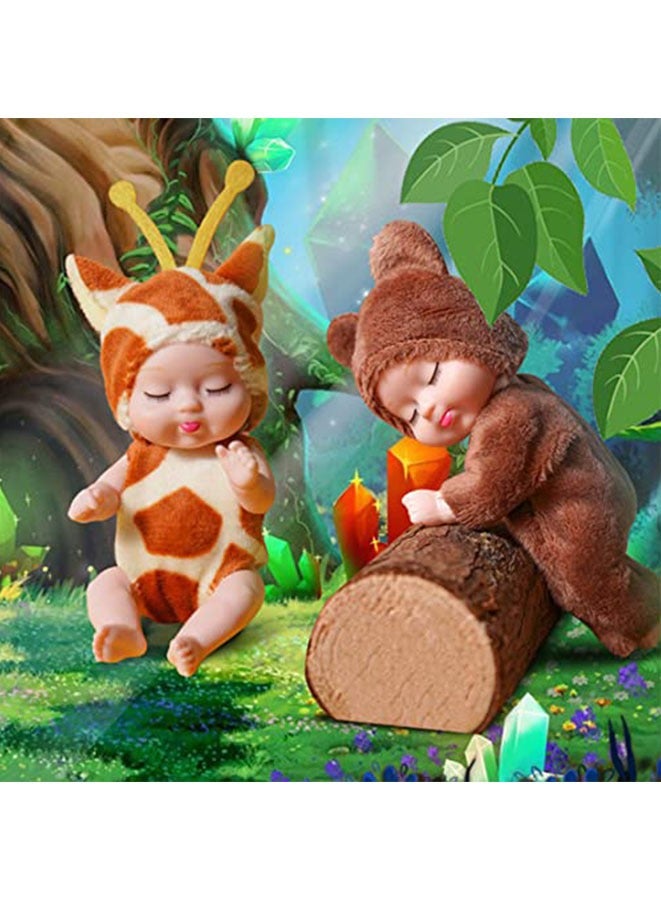 Muyixin 6 مجموعات من دمى الأطفال اللطيفة مقاس 4.5 بوصة دمى صغيرة لحديثي الولادة و6 قطع مصنوعة يدويًا على شكل حيوان ملابس دمى ألعاب هدايا هدايا للحفلات - Image 5