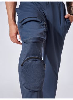 Maniac Mens Dark Grey Side Pocket Solid 90% Polyester 10% Spandex French Terry Slim Fit Cargo Pant  - Image 2