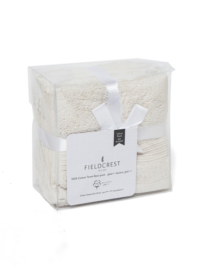 FIELDCREST 8-Piece Plain Towel Pack Of Wash Cloth 33X33Cm 500 Gsm White Sand - Image 5
