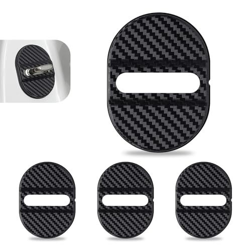 Zikefest Car Door Latches Cover Carbon Fiber Silicone Car Door Latch Covers Automotive Door Lock Protection Decoration Accessories Universal for Most Cars Black - Image 1