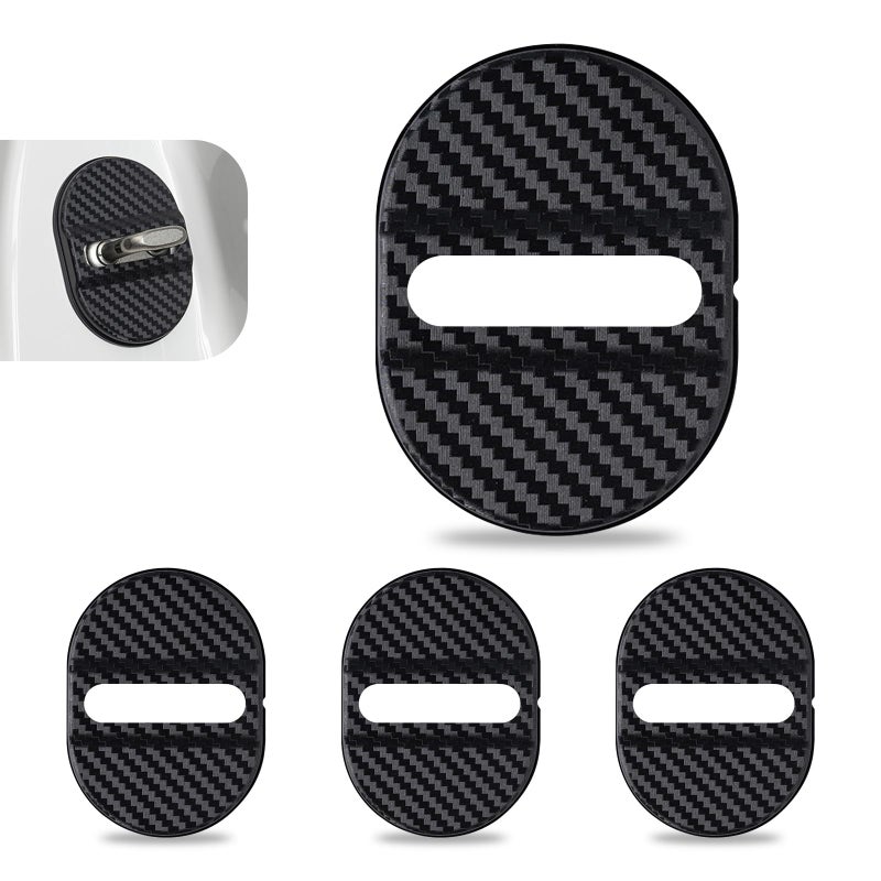 Zikefest Car Door Latches Cover Carbon Fiber Silicone Car Door Latch Covers Automotive Door Lock Protection Decoration Accessories Universal for Most Cars Black - Image 3