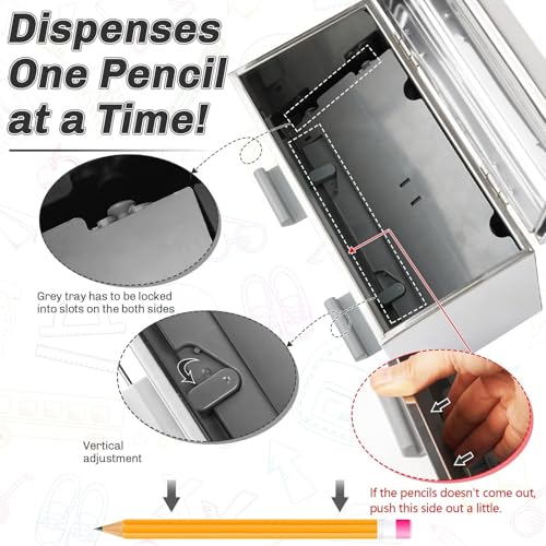 Creproly Stainless Steel Pencil Dispenser/Pen Holder for Classroom Home Restaurant for Bulk Pencils Storage/Unwrapped Drinking Straws Storage (Silver) - Image 2