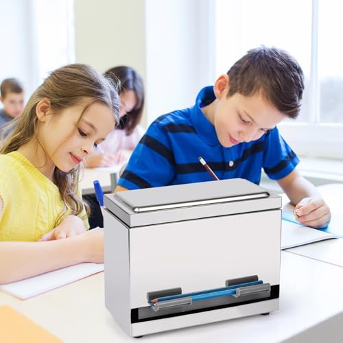 Creproly Stainless Steel Pencil Dispenser/Pen Holder for Classroom Home Restaurant for Bulk Pencils Storage/Unwrapped Drinking Straws Storage (Silver) - Image 3