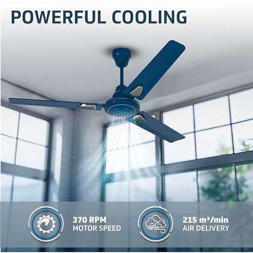 V-Guard Windle Deco Bz Modern Ceiling Fan For Home| BEE 1 Star Rating | High Speed Fan | Exquisite Detailing For Elevated Charm | Glossy Finish | Admiral Blue | 1.2 meters - Image 4