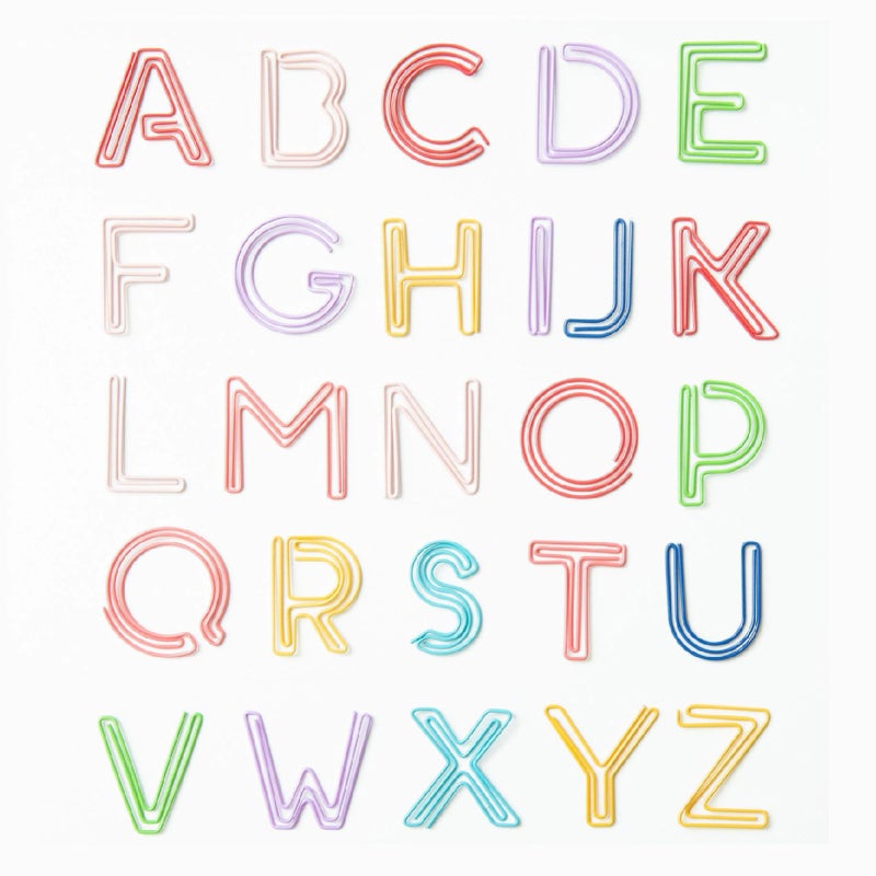 Metal Clips: 26-Piece Multicolor 30 X 27mm Metal Material - High Quality Durable Alphabet Letters for Office School Home Organization Students Teachers Writers - Image 1