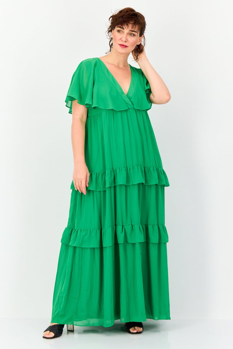Archive Design Studio Women Textured Maxi Dress, Green - Image 1