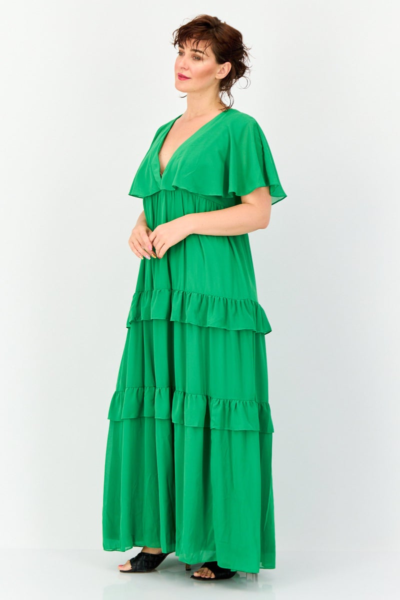 Archive Design Studio Women Textured Maxi Dress, Green - Image 3