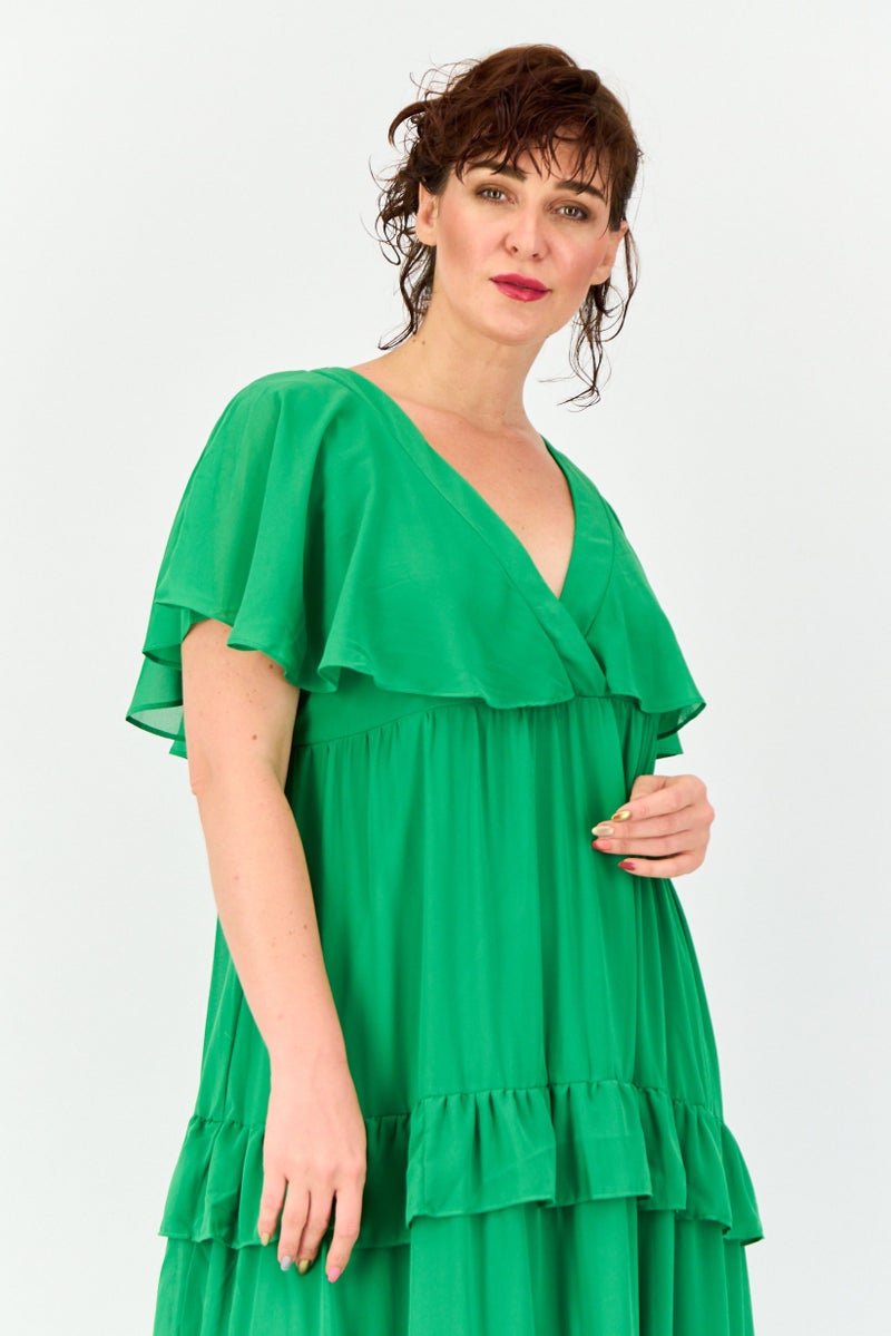 Archive Design Studio Women Textured Maxi Dress, Green - Image 2