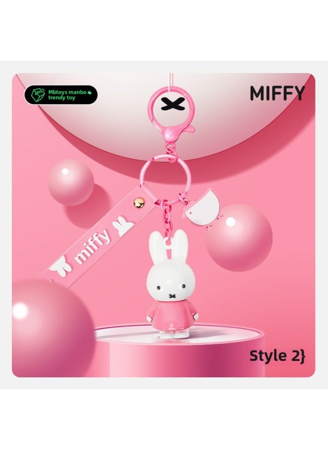 Generic - Genuine Miffy Miffy Rabbit Year Keychain Cute Three-dimensional Doll Gift Accompanying Gift Key Chain Pendant Wholesale-Color:Magenta - Image 1