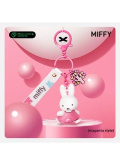 Genuine Miffy Miffy Rabbit Year Keychain Cute Three-dimensional Doll Gift Accompanying Gift Key Chain Pendant Wholesale-Color:Magenta