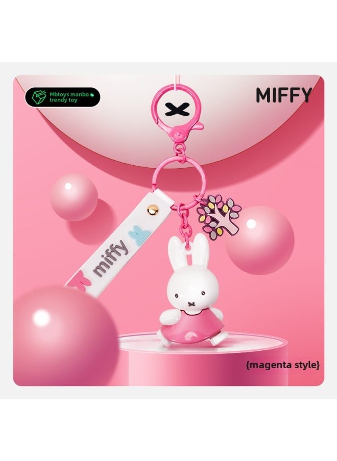 Generic - Genuine Miffy Miffy Rabbit Year Keychain Cute Three-dimensional Doll Gift Accompanying Gift Key Chain Pendant Wholesale-Color:Magenta - Image 1