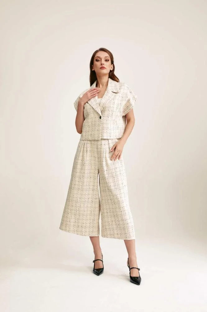 Tenda Wide-Leg Tweed Trousers Multicolor
