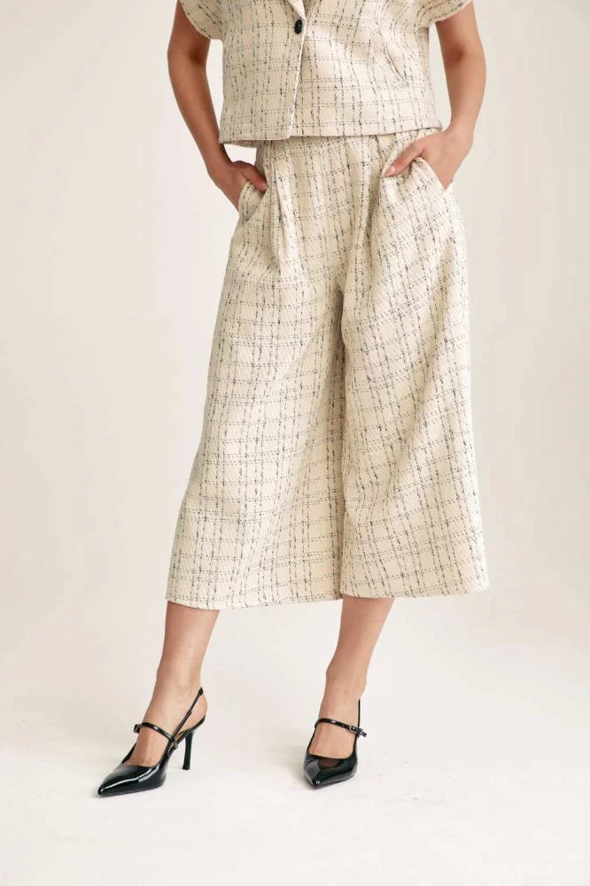 Tenda Wide-Leg Tweed Trousers Multicolor