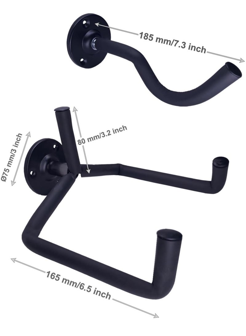 Mike Music Guitar Wall Mount Acoustic/Electric/Classical Guitar, Ukulele, Banjo and Mandolin Wall Hanger Slat Wall Horizontal Guitar Holder Bass Stand Rack Hook - Image 3