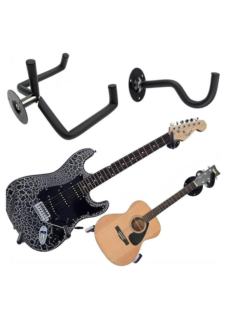 Mike Music Guitar Wall Mount Acoustic/Electric/Classical Guitar, Ukulele, Banjo and Mandolin Wall Hanger Slat Wall Horizontal Guitar Holder Bass Stand Rack Hook - Image 1